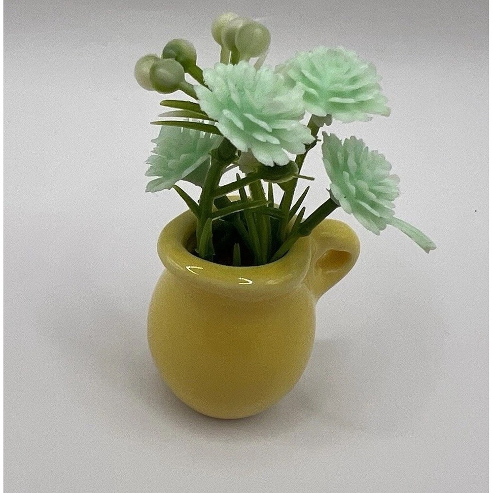 NEW Dollhouse Miniature 1:12 Scale Yellow Pitcher Magnet Flowers Vase 2.5"